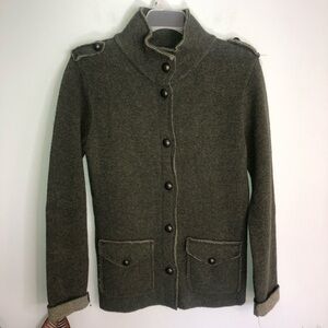 MARY Green Wool Blend Long Sleeve Cardigan